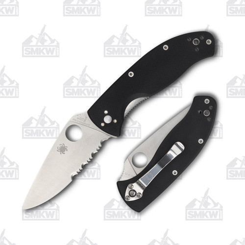 Spyderco Tenacious Folding Knife Partially Serrated Black G-10