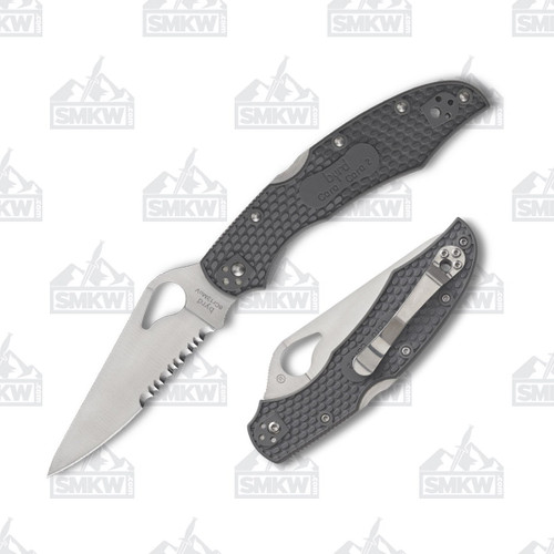 Spyderco Byrd Cara Cara 2 Folding Knife Partially Serrated Gray FRN