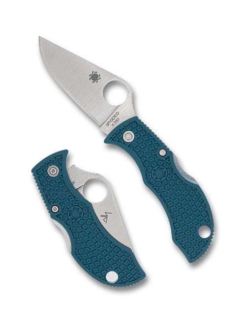 Spyderco Manbug Folding Knife 1.97in Plain Edge Teal FRN SPMFPK390