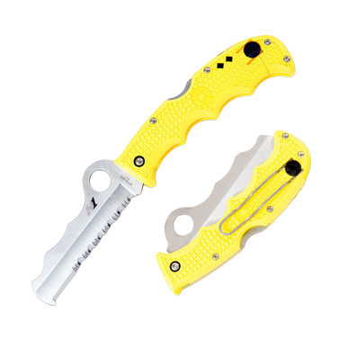 Spyderco Assist Salt Folding Knife-Rescue Multitool Yellow FRN