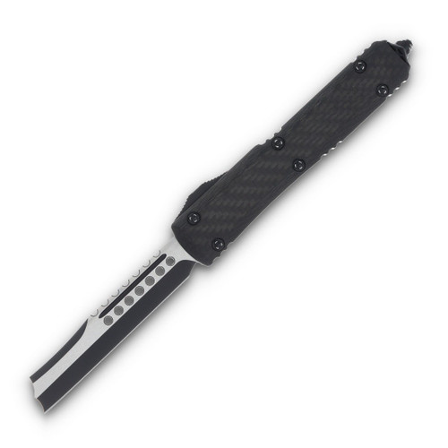 Microtech Ultratech Hellhound Razor Out-The-Front Automatic Knife (S/E Black | Carbon Fiber)