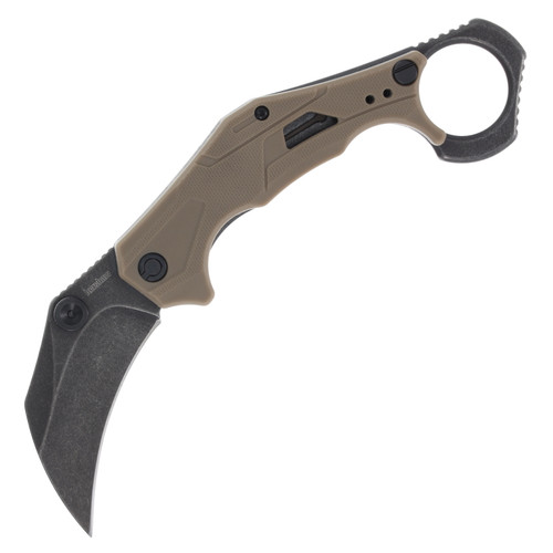 Kershaw Outlier Assisted Folding Knife Tan 2.6in Blackwash Karambit