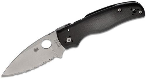 Spyderco Shaman Folding Knife Black G-10 Serrated