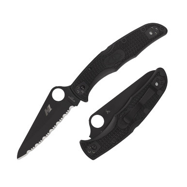Spyderco Pacific Salt 2 Folding Knife Partially Serrated Black