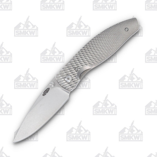 TRM Atom Folding Knife 3D Titanium 3.5in Plain Tumbled Drop Point 1