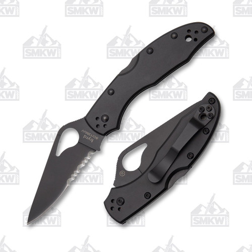 Spyderco Byrd Meadowlark 2 Blackout Folding Knife Partially Serrated