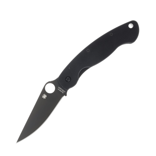 Spyderco Military Folding Knife 4 Inch Plain Black DLC Clip Point SPC36GPBK