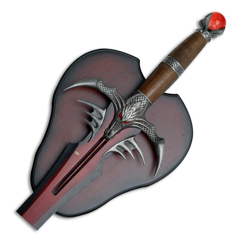 Fantasy Sword Red & Black Handle with Crystal Ball Pommel