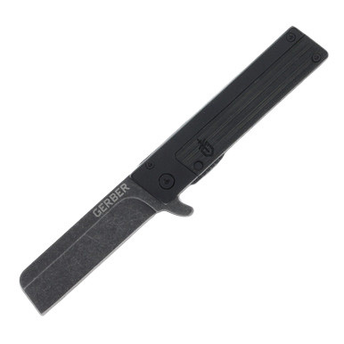 Gerber Quadrant Folding Knife Black Bamboo 2.7in Black Stonewash Blade