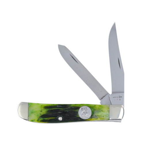 Bear & Son Hunter Green Stag Bone Mini Trapper Folding Knife