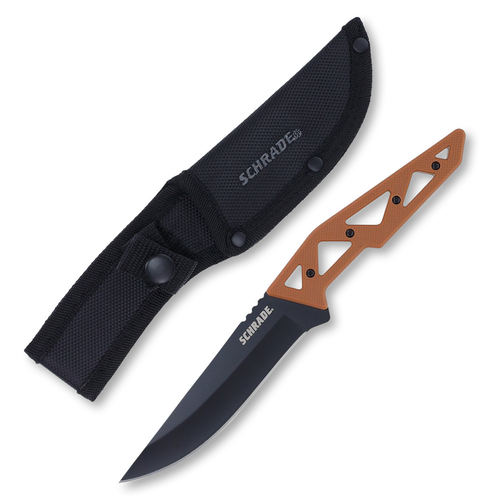 Schrade Frontier Fixed Blade 4.5in Black 3Cr13 Drop Point Tan