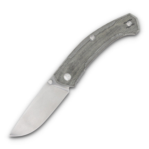 GiantMouse Ace Iona V2 Linerlock Folding Knife (Satin Magnacut, Green Canvas Micarta) IONA-V2-GRN-CANVAS