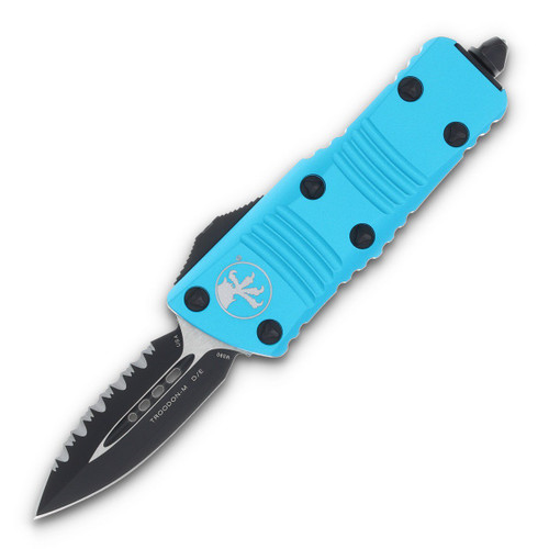 Microtech Mini Troodon OTF D/E Tactical F/S Black Automatic Turquoise Knife