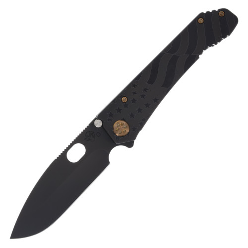 Medford 187 DP Framelock Folding Knife (PVD D2  Ghost American Flag  Bronze Hardware)