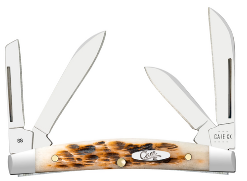Case Amber Peach Seed Jigged Bone Small Congress Pocket Knife