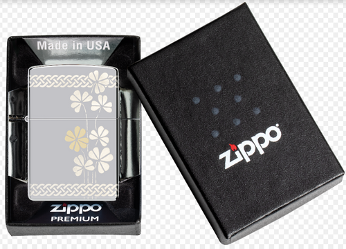 Zippo Clover High Polish Chrome Lighter ZP48586