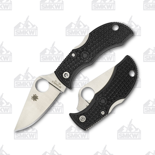 Spyderco Manbug Lightweight Folding Knife 1.9 Inch Plain Satin Leaf Open and Closed