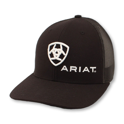 Ariat White Logo Black Snapback Cap