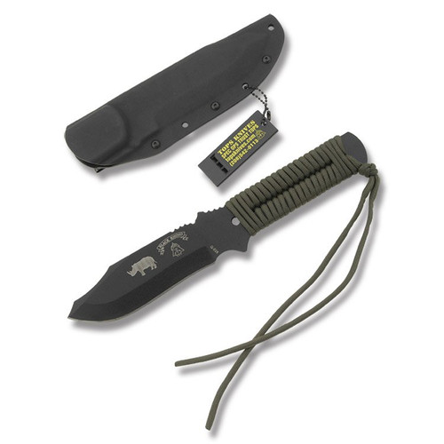 TOPS Black Rhino Fixed Blade Knife 5.5in Plain Black Clip Point