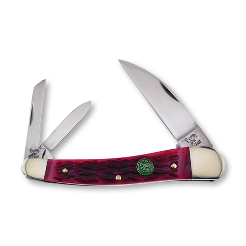 Hen & Rooster Whittler Folding Knife Dark Red Jigged Bone