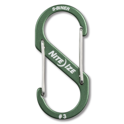 Nite Ize S-Biner Aluminum Dual Carabiner # 3 Olive SBA308R6