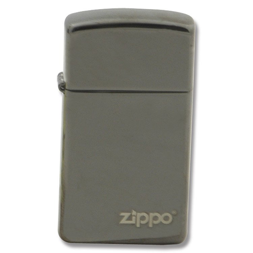 Zippo High Polish Black Logo Slim Lighter