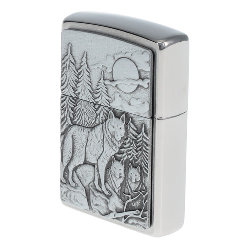 Zippo Lighter Timberwolves Brushed Chrome 1