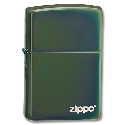 Zippo Classic High Polish Green Logo Lighter