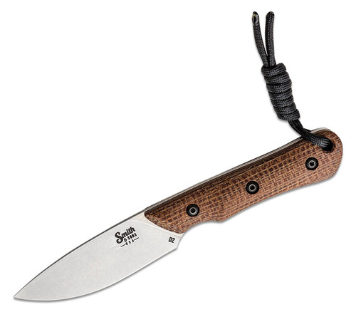 Smith & Sons Brave Brown Burlap 3.5in Stonewash Drop Point Fixed Blade