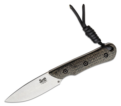 Smith & Sons Brave Black Burlap 3.5in Stonewash Drop Point Fixed Blade