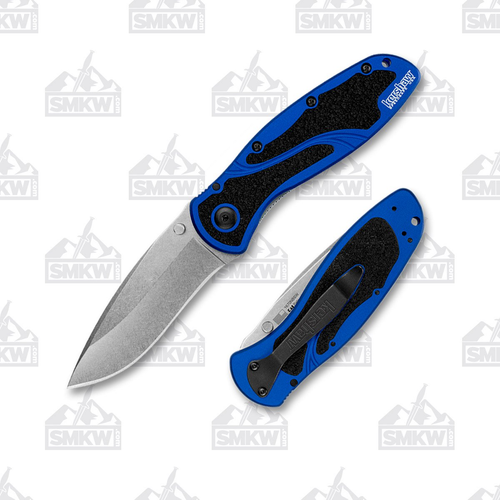 Kershaw 1670NBSW Blur Navy Blue Folding Knife 3.4in Stonewashed Drop Point