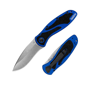 Kershaw 1670NBSW Blur Navy Blue Folding Knife 3.4in Stonewashed Drop Point