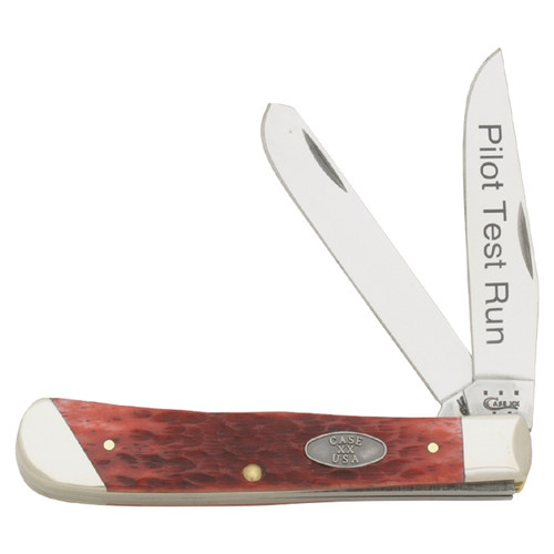 Case Pilot Test Run Slant Bolster Red Bone Trapper Folding Knife CA21779