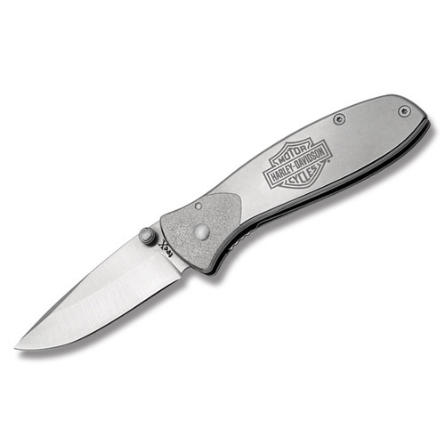 Tec-X Harley-Davidson Tags-L Linerlock Folding Knife (Silver)