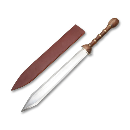 Szco Supplies Brass Rings Gladius Wood Handle 32in Plain Edge Blade 901123