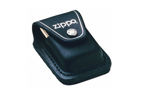 Zippo Logo Black Leather Lighter Pouch with Clip