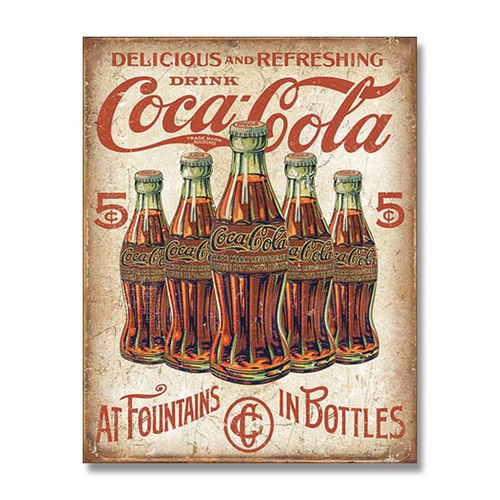 Retro Coke Bottles Tin Sign