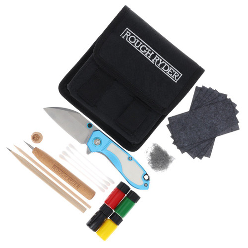 Rough Ryder Tattoo Series Design Your Own Folding Knife Kit (Blue Aluminum)