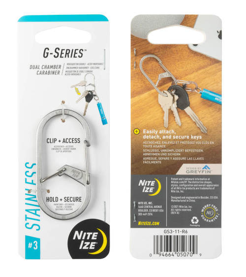 Nite Ize G-Series™ SlideLock® #3 Dual Chamber Carabiner - Stainless Steel GSL311R6