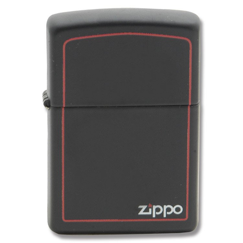 Zippo Classic Black Matte Red Border Logo Lighter ZP11950