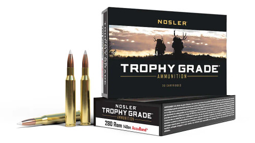 Nolser Trophy Grade 280 Rem Ammunition 140 Grain 20 Rounds Brass AccuBond SP SBT