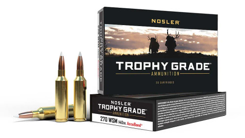 Nosler Trophy Grade 270 WSM Ammo 140 Grain Brass 20 Rounds AccuBond SP SBT