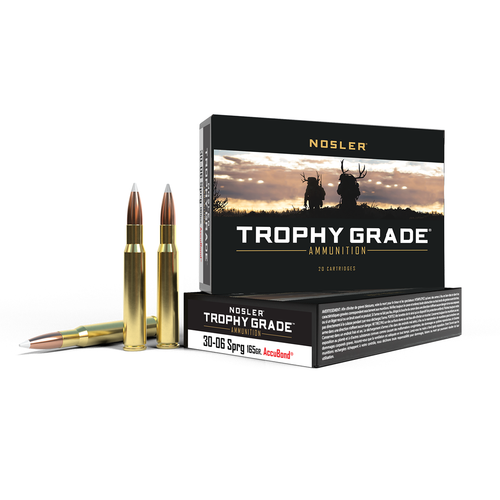 Nosler Trophy Grade 30-06 Springfield Ammunition 165 Grain Brass Centerfire 20 Rounds AccuBond SP