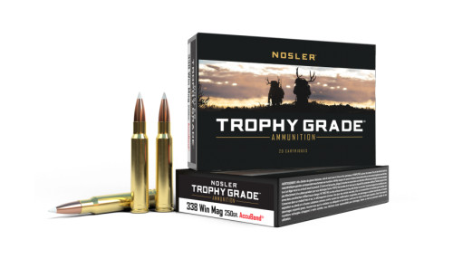 Nosler Trophy Grade 338 Win Mag Ammo 250 Grain 20 Rounds AB SP