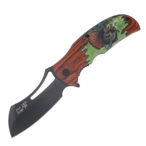 Frost Cutlery Pakkawood Spring-Assisted Turkey Linerlock Folding Knife FRFC139T