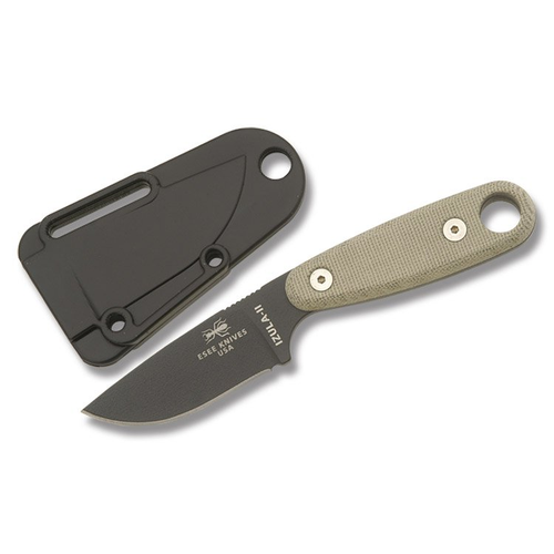 ESEE Knives Izula II Fixed Blade Green Canvas Micarta Black Powder Coat 1095