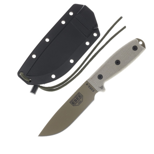 ESEE Knives ESEE 4P MB DE Dark Earth Fixed Blade 4.5in Plain Edge Blade ESEE4PMBDE