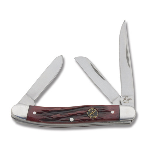 ABKT Roper Chaparral Red Jigged Bone Stockman Folding Knife