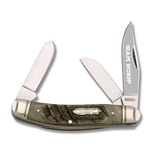 Marbles Ram Horn Medium Stockman 3in Clip Point Folding Knife