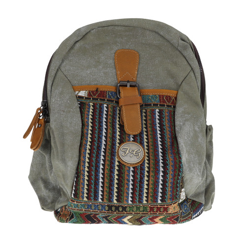Fabi Conceal Canvas and Leather Brocade Backpack (4004 COLOR)